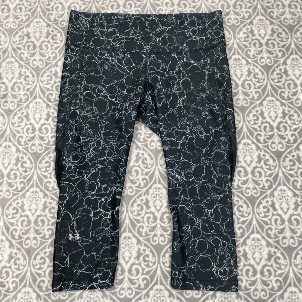 under armour cropped leggings mesh compression yoga black polyester women's XL